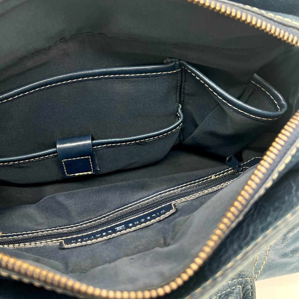 Vintage Wilsons Denim Blue Saddle Leather Purse Shoulder Bag Satchel Y2K - Picture 11 of 15
